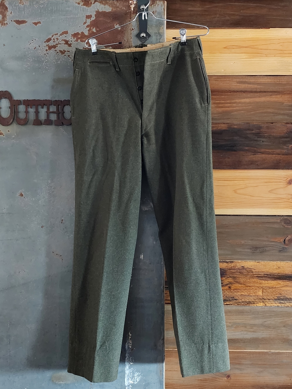 Vintage 1942 US Military Olive Green Wool Pants.
